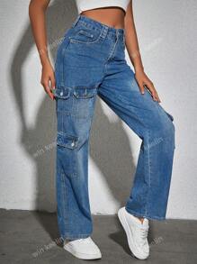 Flap Pocket Cargo Jeans