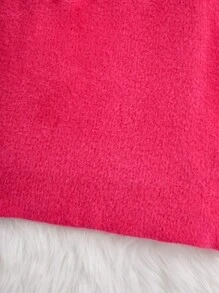 SHEIN Tween Girl Ruffle Neck Belted Trench Sweater Dress - Hot Pink - View 5