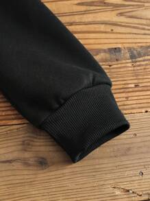 SHEIN LUNE 蝴蝶和雛菊圖案袋鼠口袋抽繩加絨內裏連帽衫