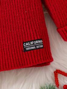 SHEIN 男小童字母貼布雙排釦連帽開襟衫 - 紅色 - 查看 3