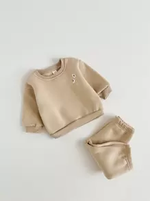 花卉印花嬰童（女）套裝 - 棕色 - 查看 7