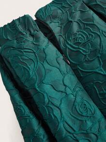 Vintamour Vintage Elegant Jacquard Fold Pleated Detail Skirt Club Women Outfits Concert Long Skirt Vintage Clothes Saint Patrick Day Clover Shamrock Partytime Jacquard Skirt - Green - View 8