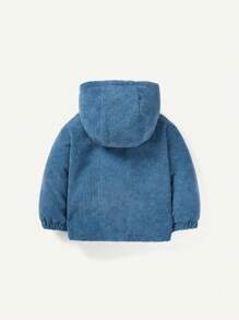 Bebé niño Abrigo con capucha con estampado de letra con bolsillo con solapa con forro teddy - Neblina azul - Ver 2