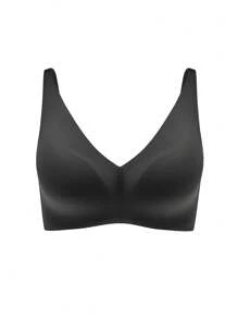 LUVLETTE Wireless Push-Up Plunge T-Shirt Bra - Black - View 11