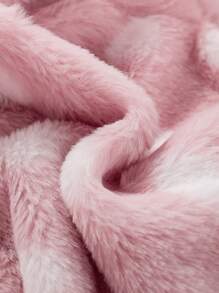 SHEIN Đứa bé gái In vết tròn Polka Thỏ Đã vá Thiết kế tai 3D áo có mũ Lông cừu áo - Hồng - Xem 4