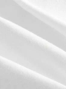 SHEIN MOD 素色不對稱領褶邊上衣 - 白色 - 查看 3