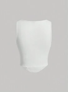 SHEIN MOD Solid Bustier Tank Top - White - View 2