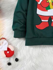 SHEIN Áo nỉ in hình giáng sinh cho bé trai - màu xanh lá - Xem 3