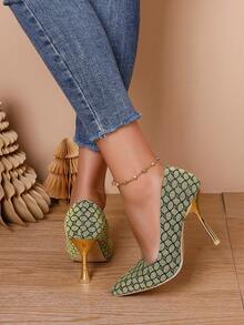 Ladies' High Heel Shoes For Evening Party - Dark Green - View 8
