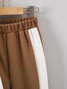 SHEIN 男小童熊貼布連帽衫&拼接側邊接縫長褲&包 - 彩色 - 查看 8