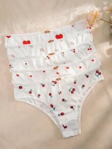 Plus 5pack Heart & Cherry Print Panty - Multicolor - View 3