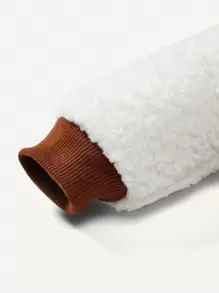 男嬰羊絨領口毛絨面板絎縫外套 - 咖啡棕 - 查看 7