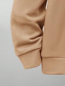 SHEIN Cậu bé Tween Đồ họa Chữ cái Khối màu Áo Hoodie & Quần thể thao - Màu Khaki - Xem 6