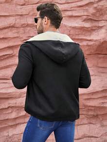Manfinity Homme 男士鬆身拉鍊連帽外套 - 黑色 - 查看 2