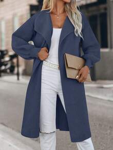 SHEIN LUNE Waterfall Collar Drop Shoulder Cardigan - Royal Blue - View 3