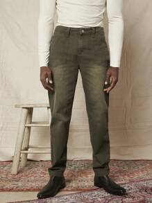 Manfinity NXTstreet Men Slant Pocket Straight Leg Jeans - Green - View 3