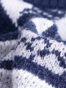 Young Boy Geo Pattern Sweater - Royal Blue - View 8