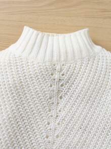 SHEIN Chàng trai trẻ Cổ giả Dệt kim chấm bi Áo len - trắng - Xem 5