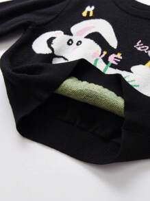 SHEIN 女大童兔子&字母圖案套頭毛衣 - 彩色 - 查看 6