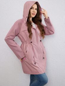 HaiLuoZi 束腰半袖連帽外套 - 粉色 - 查看 6