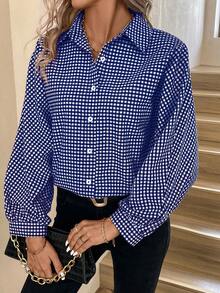 SHEIN LUNE Plaid Print Button Front Shirt - Multicolor - View 5