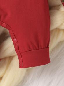 SHEIN 男嬰聖誕圖案連身褲&帽 - 紅色 - 查看 3