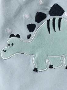 Baby Boy Embroidery Dinosaur Pattern Tee & Pants Snug Fit PJ Set For Christmas - Blue - View 4