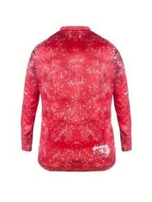 大碼聖誕圖案落肩袖運動衫 - 紅色 - 查看 2