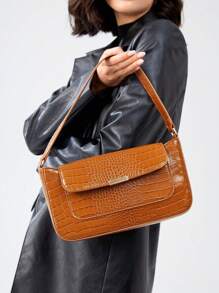 BizChic Crocodile-patterned Women's Flip Cover Shoulder Bag - Brown - View 5