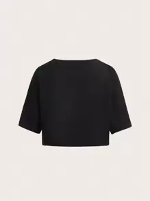 ROMWE Grunge Punk Wings Rhinestone Crop Tee