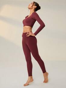 Lifespree Maglietta sportiva con leggings elasticità alta