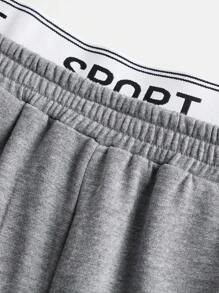 Leap Crew Teen Girl Knitted Patchwork Star & Badge Print Wide Leg Track Pants - Grey - View 4