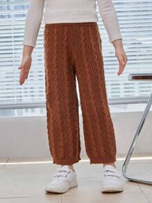 SHEIN Young Girl Cable Knit Pants