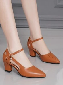 Fall/Winter 2025 New Fashion Women Strap Comfortable High Heel Pointed Toe Sandals, Elegant, Women Pumps,Elegant - Brown - View 3