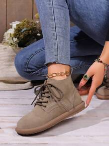 Stivali da combattimento da donna nuovi, vintage, con suola spessa, stivali da moto alla caviglia, stivali da lavoro mid-calf, stivali da combattimento con punta tonda per autunno e inverno, colore marrone. Stivaletti e stivali corti da donna, stivali da donna