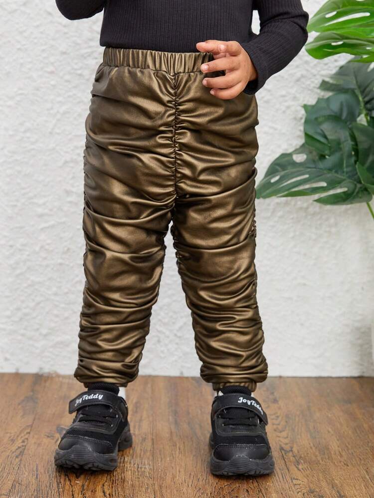 Baby Girl Elastic Waist Thermal Lined Pants