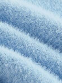 SHEIN MOD 不對稱領開衩袖套頭毛衣 - 淺藍色 - 查看 7