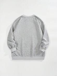 SHEIN EZwear Plus Expression Print Drop Shoulder Sweatshirt - Grey - View 2