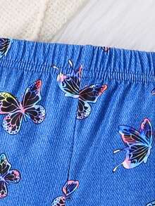 Baby Girl Butterfly Print Flare Leg Pants - Navy Blue - View 4