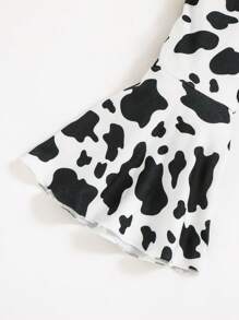 SHEIN 女嬰奶牛圖案喇叭褲 - 黑與白 - 查看 3