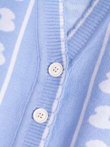 SHEIN Young Girl Floral Pattern Cardigan - Blue - View 7