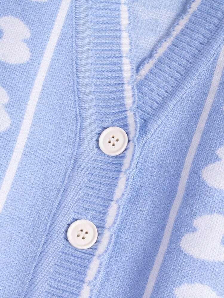 Young Girl Floral Pattern Cardigan