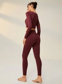 Lifespree Maglietta sportiva con leggings elasticità alta