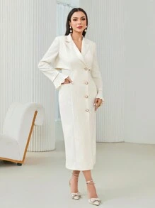 Modelyn Lapel Neck Button Front Coat - Apricot - View 6