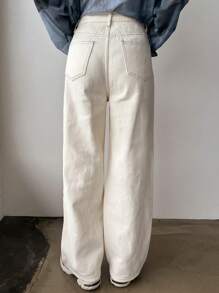 DAZY Solid Wide Leg Jeans - Apricot - View 2
