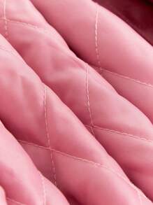 女嬰字母刺繡撞色條紋飾邊搖粒絨飛行員夾克 - 粉色 - 查看 6