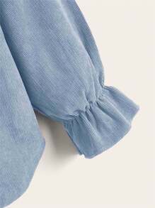 SHEIN 女小童荷葉邊喇叭袖燈芯絨襯衫