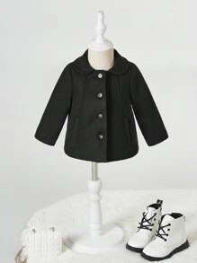 SHEIN Baby Girl Solid Button Front Overcoat