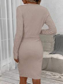 EMERY ROSE Einfarbig Knopf vorne, Cardigan mit & Pulloverkleid mit