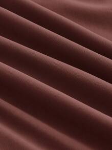 SHEIN MOD 一字肩褶邊緊身洋裝 - 棕色 - 查看 4